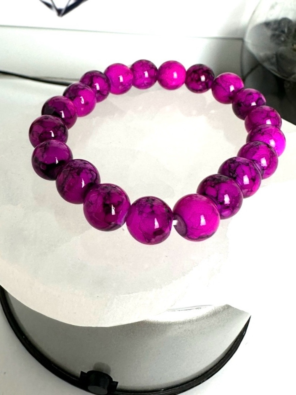 Fashion: Bright Fuchsia Beaded Stretch Bracelet